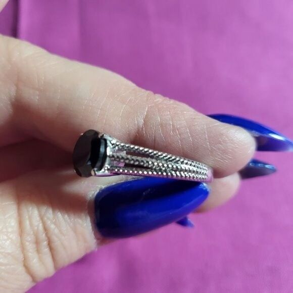 Thai Black Spinel Solitaire Stainless Steel Ring - Picture 4 of 5